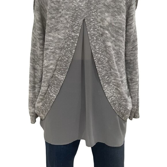 Torrid Cold Shoulder Sweater Plus Size 2 Layered Chiffon Hem Lightweight Knit - Picture 5 of 9